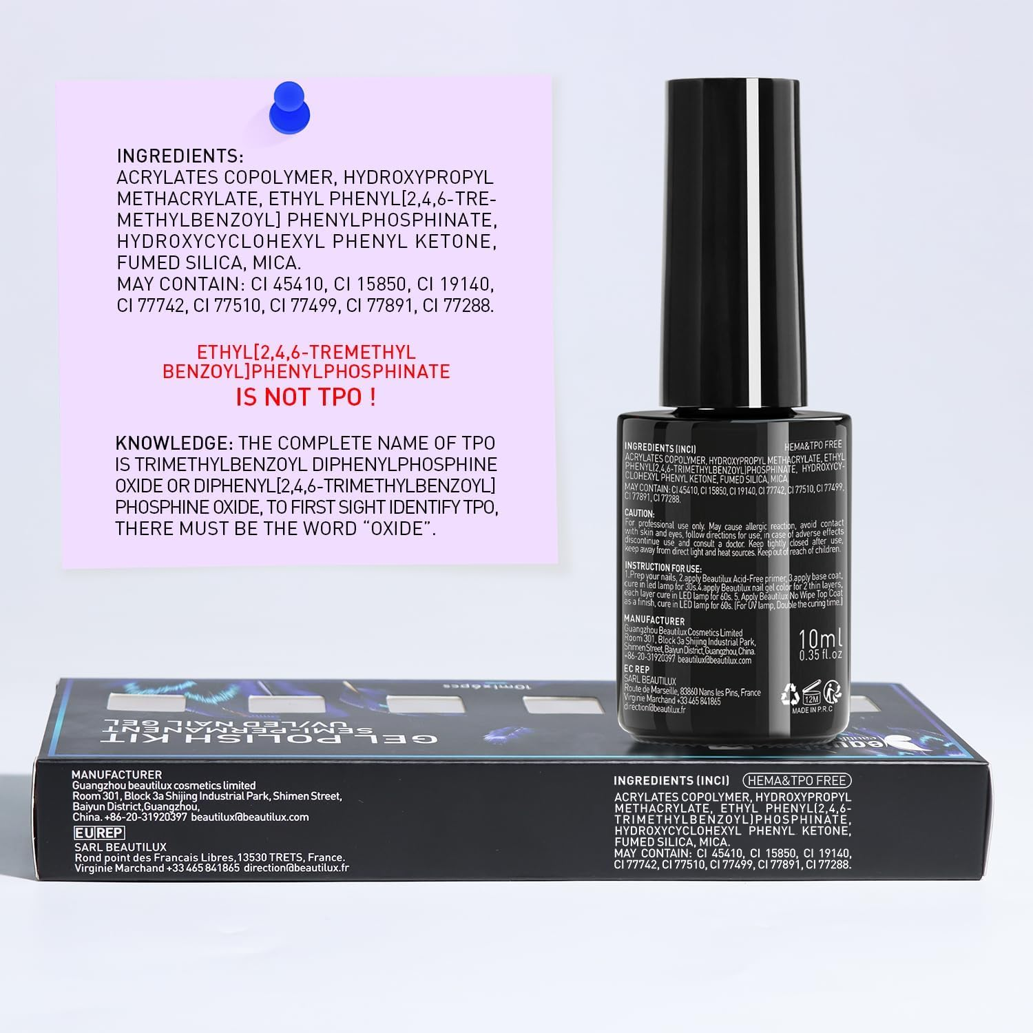 Beautilux UV Nail Polish Purple, 6 Colours, 10 Ml, Soak off Gel Nail Polish Set for Home Manicure, Nail Art, Manicure (Purple Series) - Dunkelblau Serie image number 7