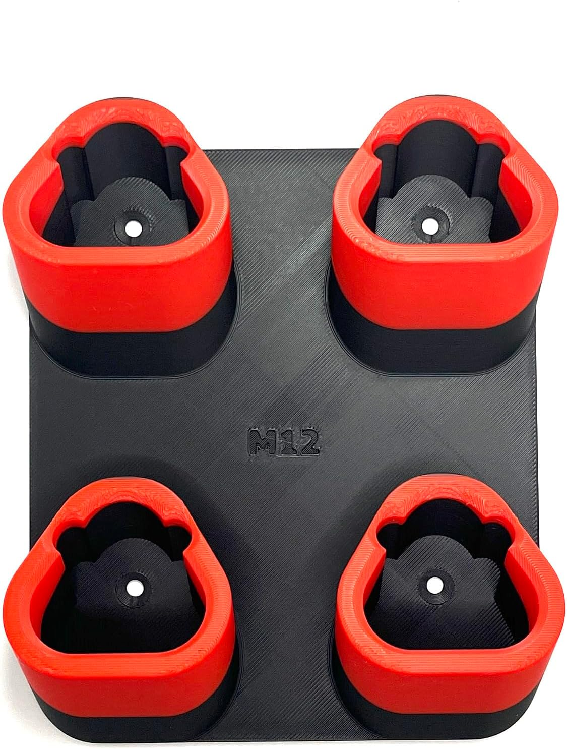 Generic Battery Mount for Milwaukee M12 - Holds 4 Batteries - Wall Mount - Made in USA (Red & Black) image number 4