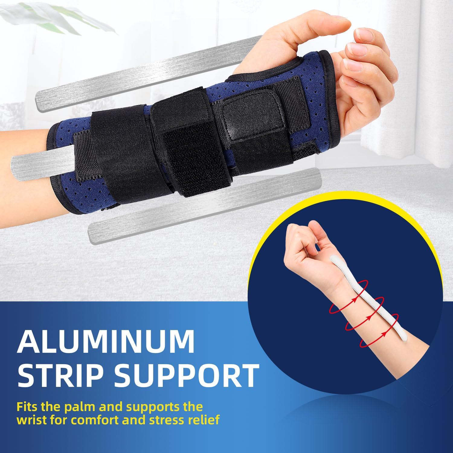 Wrist Brace, Carpal Tunnel Splint for Men & Women, Adjustable Compression Wrist Support for Pain Relief, Tendonitis, Arthritis, Sprains (Left) image number 3