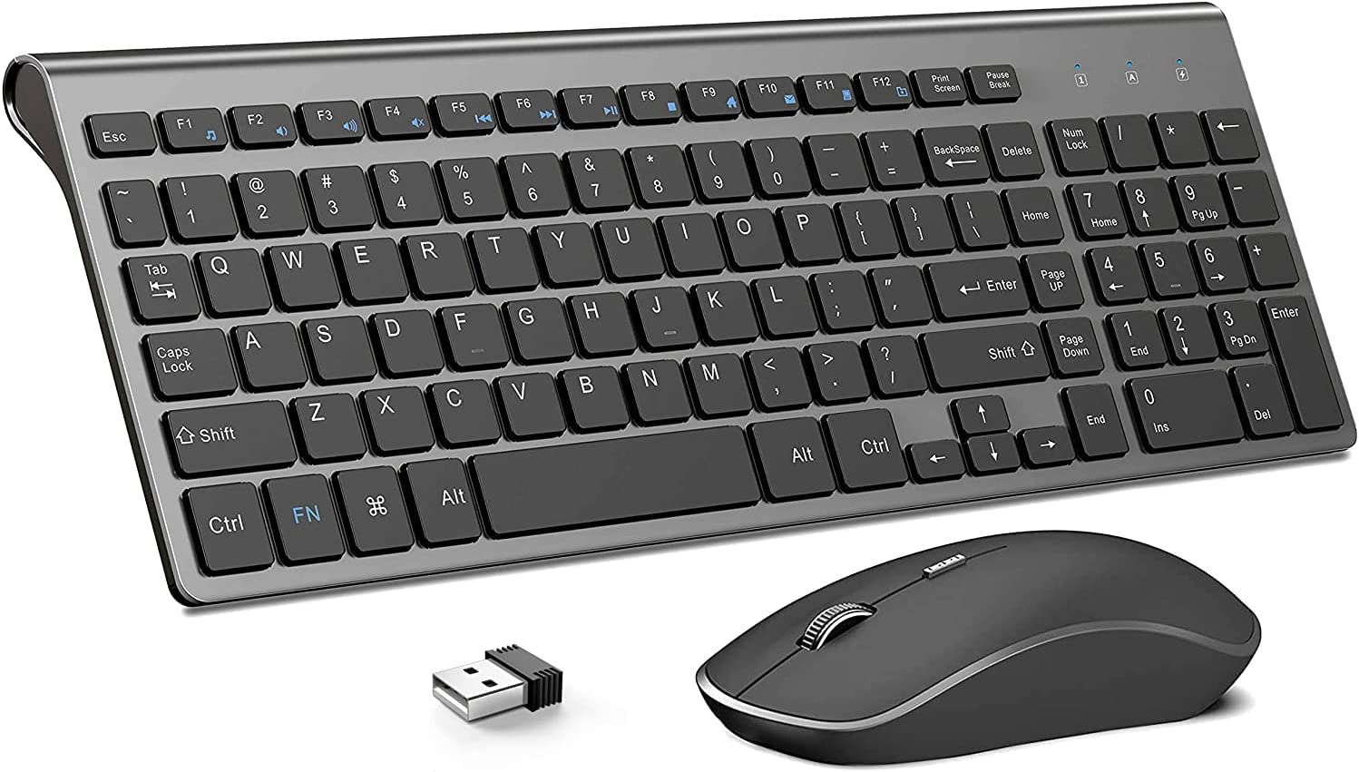 Wireless Keyboard and Mouse J JOYACCESS 2.4G Ergonomic and Slim Wireless Computer Keyboard Mouse Designed for Windows, PC, Laptop,Tablet Black Grey image number 6