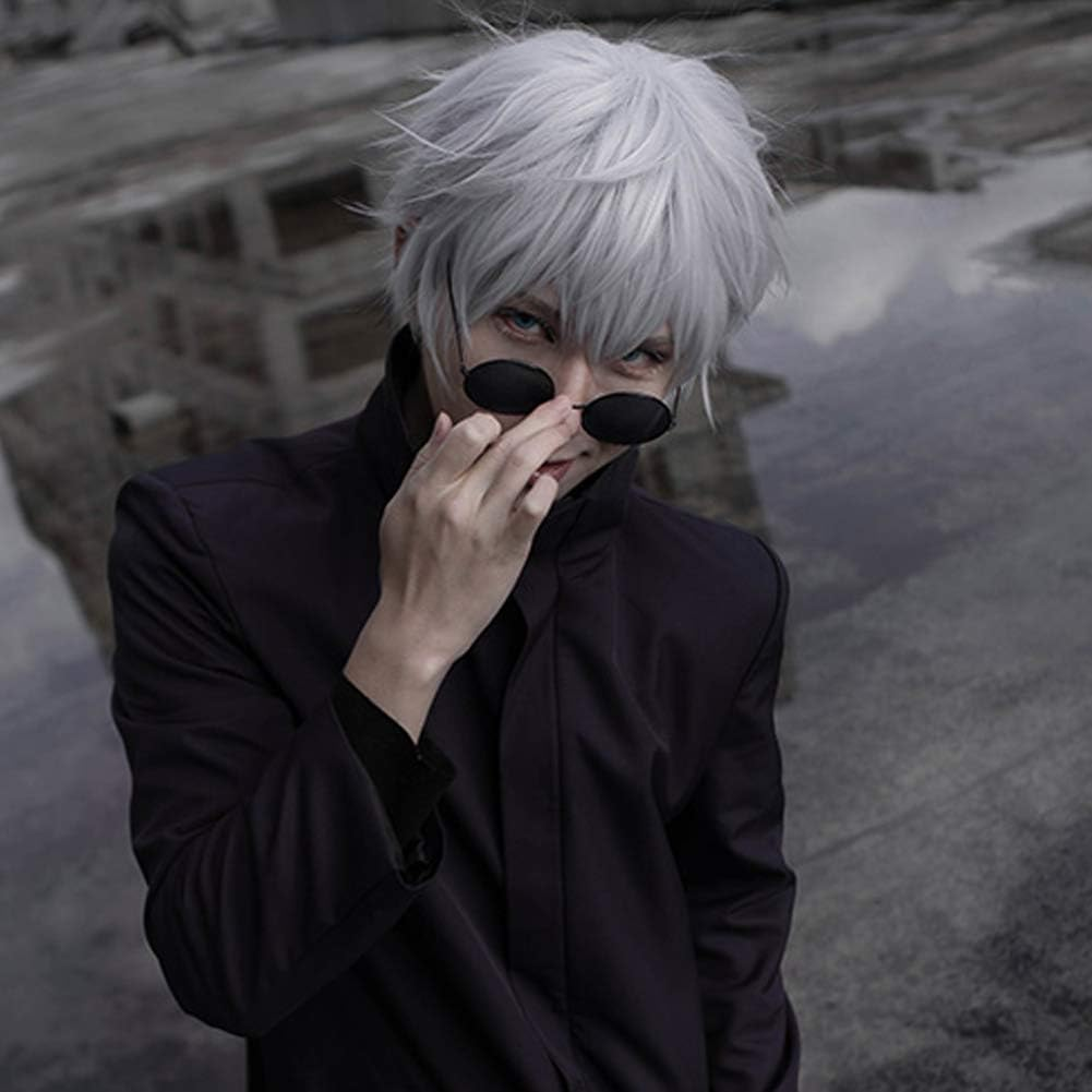 Gojo Satoru Cosplay Glasses Anime Character COS Prop Retro Small round Eyeglasses image number 4