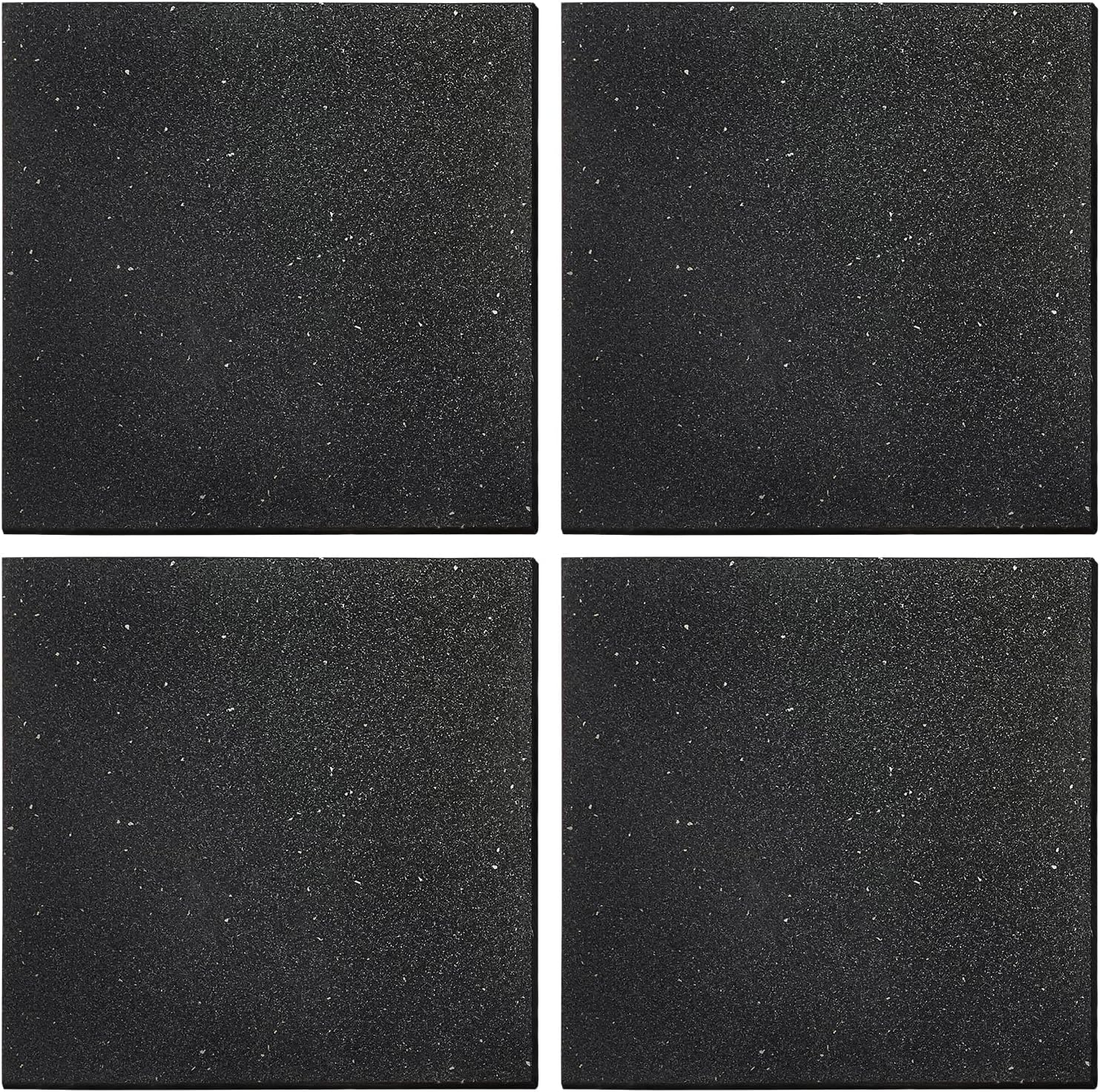 15Mm Thick Rubber Gym Mat Flooring, 4 Pack- 50Cm X50Cm Exercise Gym Mats, High-Density, Noise Shock Absorbing, Surface Protection - for Home Gym Equipment Garage (Black-Grey Fleck, 50CM X 50CM, 4)