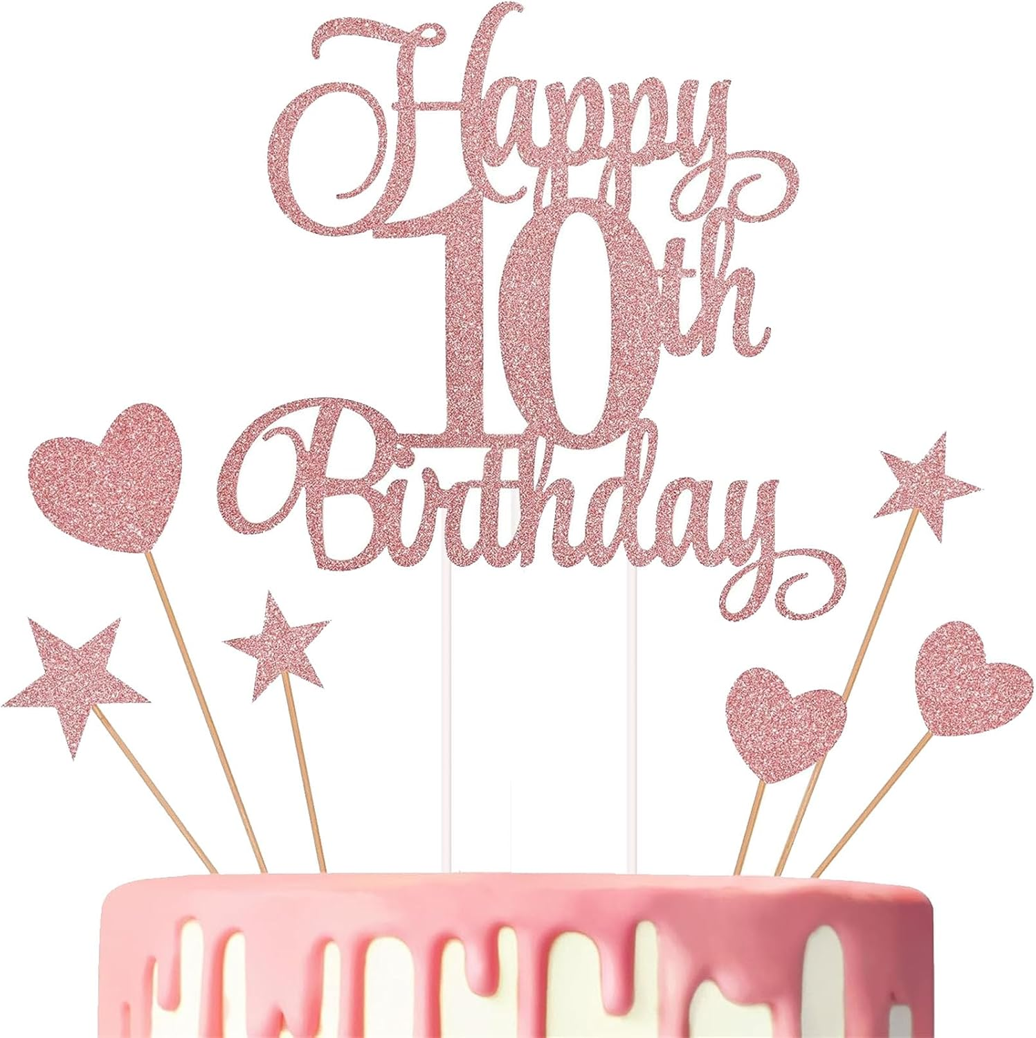 18Th Birthday Cake Decorations Set Include Happy 18Th Birthday Cake Toppers with Heart Star Cupcake Picks Rose Gold Glitter Birthdays Sign