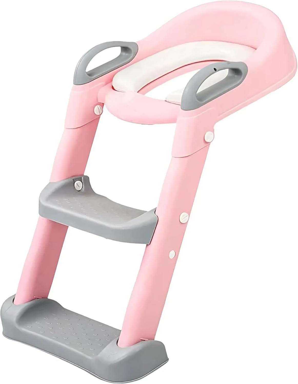 EZONEDEAL Potty Training Toilet Seat for Toddler, Upgraded Non-Slip Step Stool Ladder for Toilet, Maximum Load up to 65 Kg, Adjustable Height Foldable Toilet Seat for Aged 1-10 Boy and Girl (Pink) image number 1