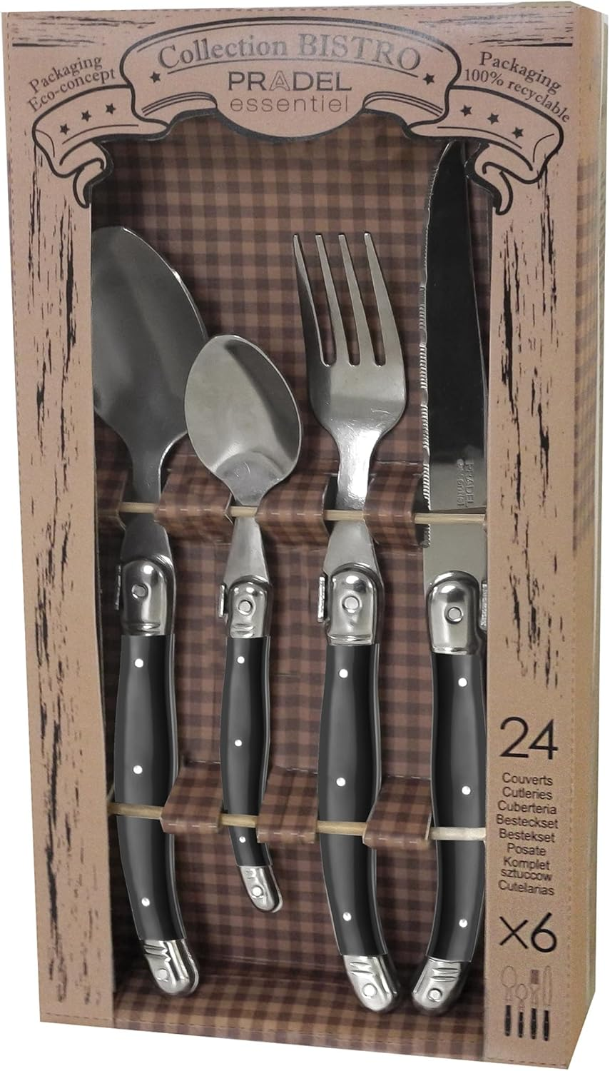 LOU LAGUIOLE - 24 Piece Cutlery Set for 6 - Rustic - 18/0 Stainless Steel, Standard Finish - Grey image number 1