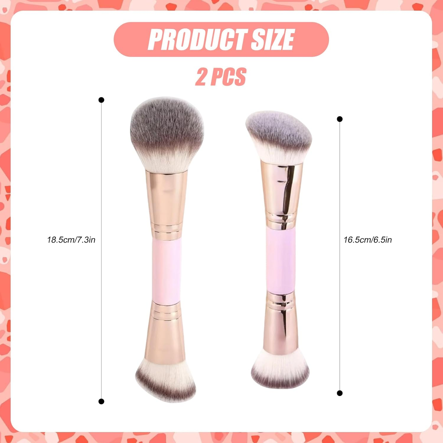 YSHIGUING Professional Double Ended Makeup Brush &ndash; Foundation & Concealer Brush for Liquid, Powder, Blush &ndash; Soft Bristles for Flawless Blending (Pink)