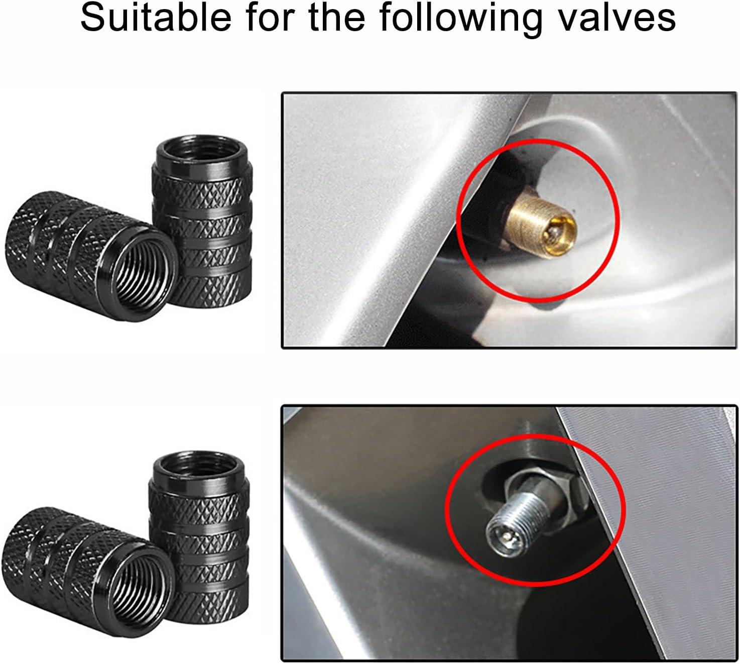 AQSQWQ Set of 8 Valve Caps, Car Valve Cover, Aluminium Car Tyre, Car Valve, Wheel Valve Caps, Valve Cover, Tyre Valve Caps in Black, Car, SUV, Motorcycle and Much More image number 6