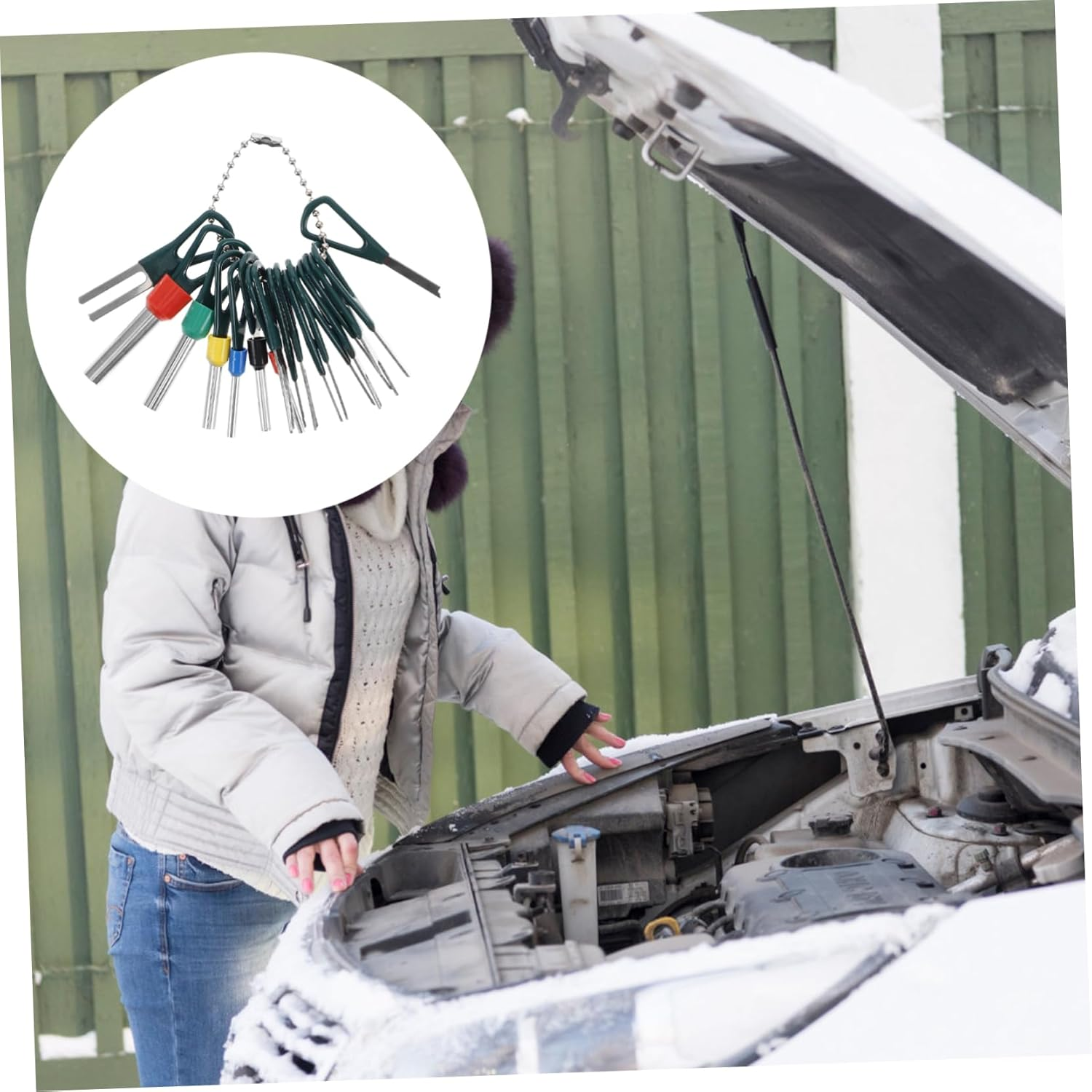 Alipis 18Pcs Car Wire Terminal Tool Kit Pin Extractor Set Auto Electrical Connector Pin Release for Automotive Wiring Harness Repair image number 6