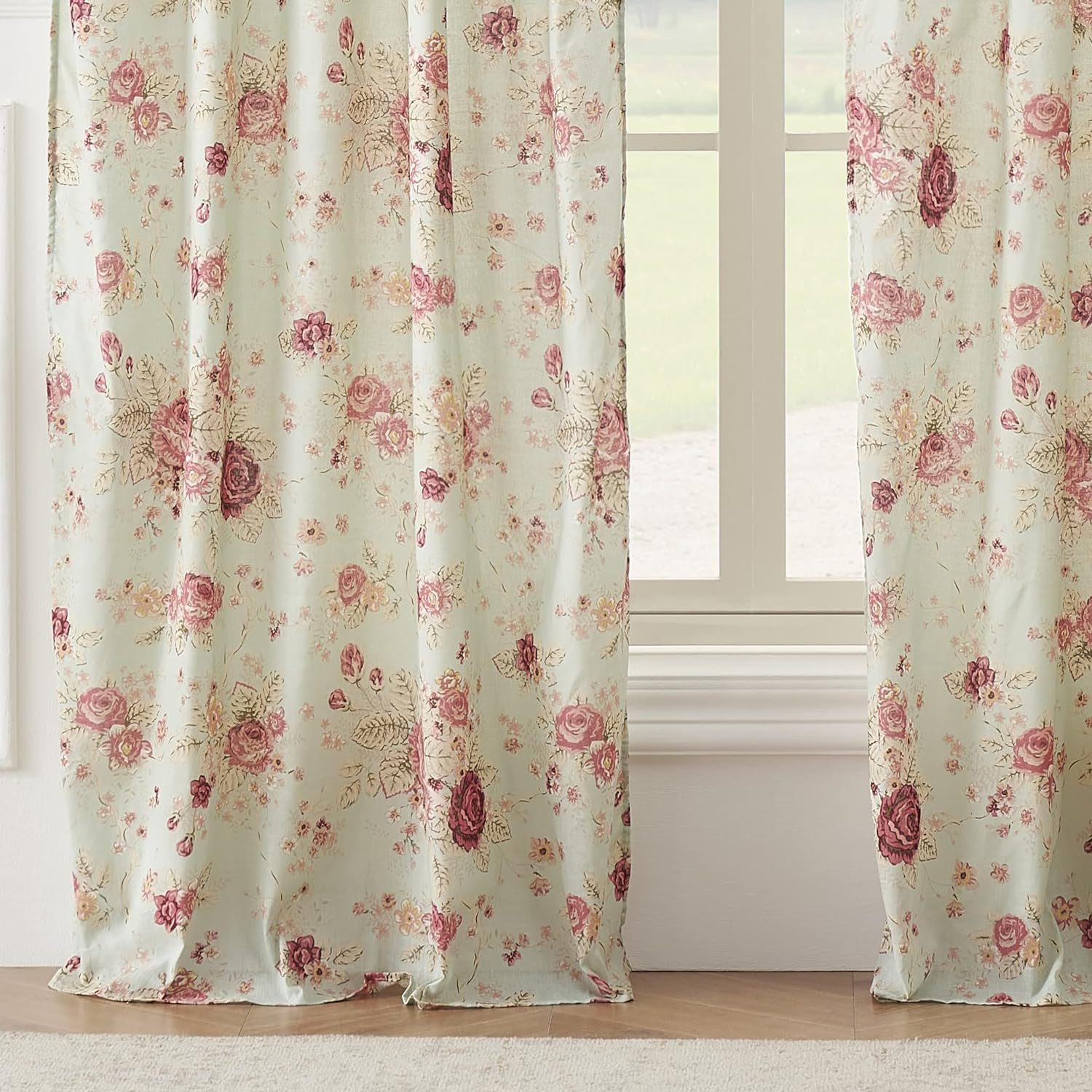 Greenland Home Antique Rose 100% Cotton Curtain Panel Pair, 42 W X 84 L Inches Each, Set of 2 - Blue image number 6