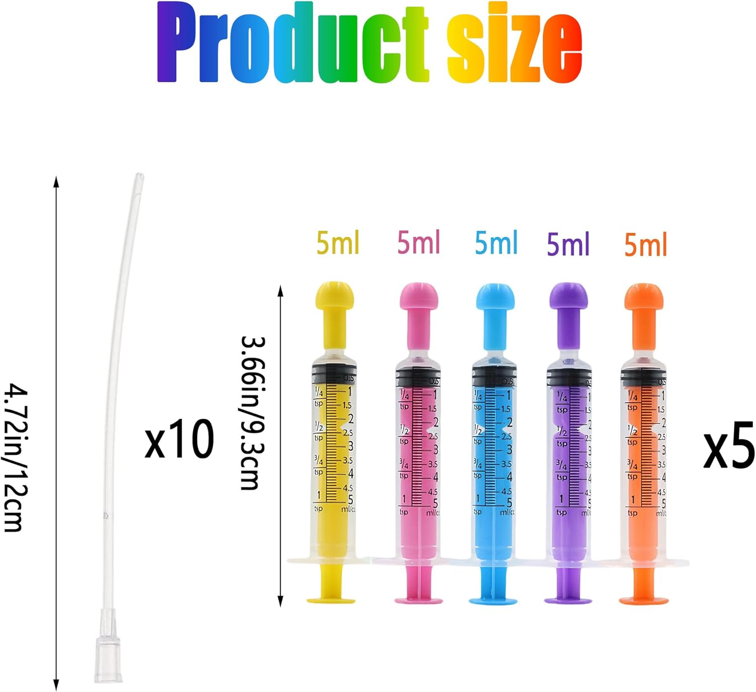 LONGHAO 5 Pieces 5 Ml Coloured Syringe with 10 Pieces Hose Set, Young Birds Feeding Syringe with Hose, Hand Feeding Tool for Parrots, Feeder Food, Pigeon Accessories (5 Colours, 5 Ml + 12 Cm) image number 5