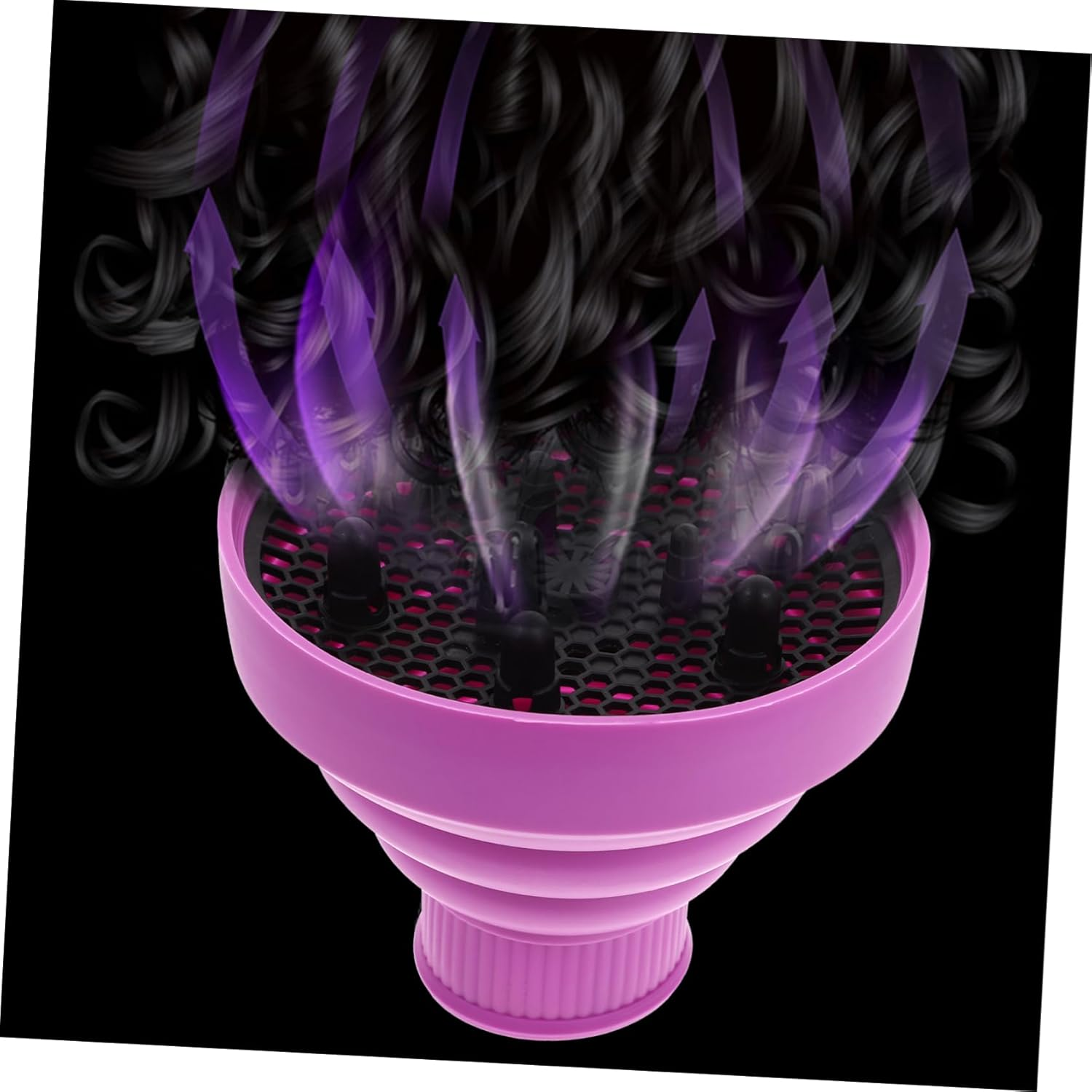 Retractable Folding Silicone Hair Dryer Diffuser Blow Dryer Accessory for Curly and Wavy Hair Compatible Home and Salon Use Purple image number 3