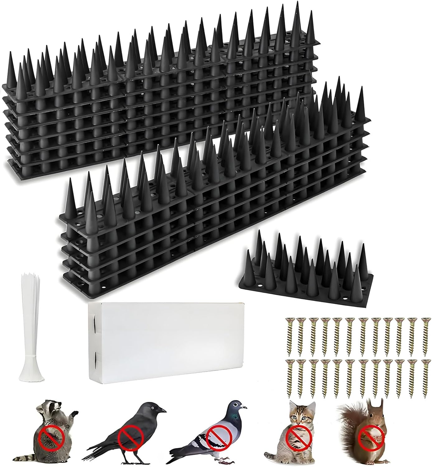 12 Pack Bird Spikes,Outdoor Pigeon Spikes,Plastic Animal Repellent Spikes for Cats,Anti Bird Defender Spikes Outdoor for outside to Keep Birds Away Pigeon Crow Squirrel Raccoon Cat Animal image number 2