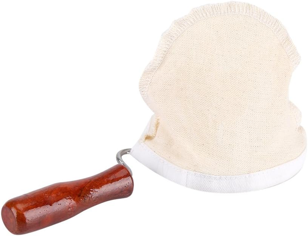 Coffee Filter Handmade Reusable Cafe Flannel Cloth Filter Bag Coffee Sock with Wooden Handle Small Beige image number 3