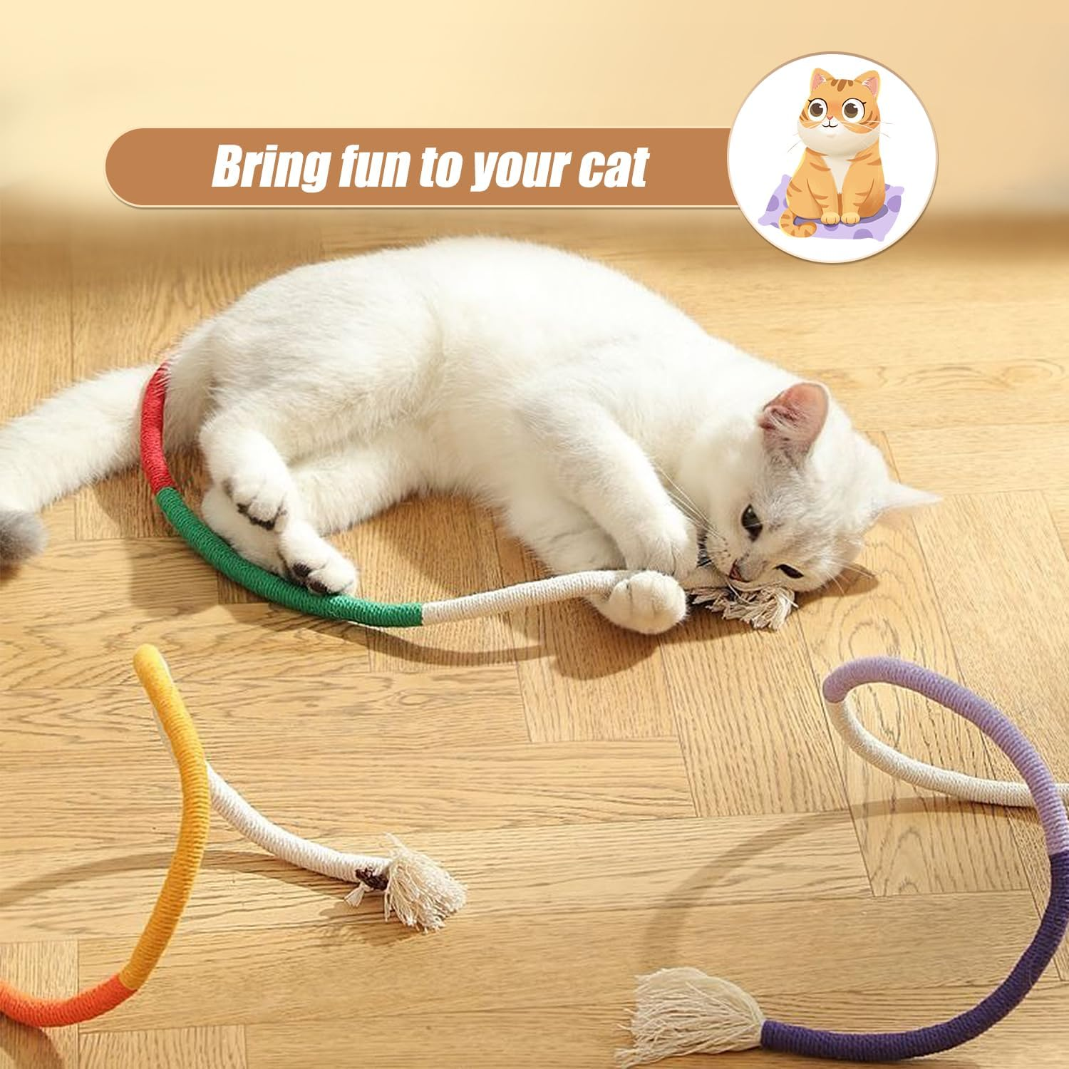 SUOXU Catnip Toy Chewing Cotton Rope, Interactive Cat Toy for Indoor, Filled with Natural Catnip, Used for Cats Dental Care against Bad Odor, 1 Cat Toy (Orange) image number 5