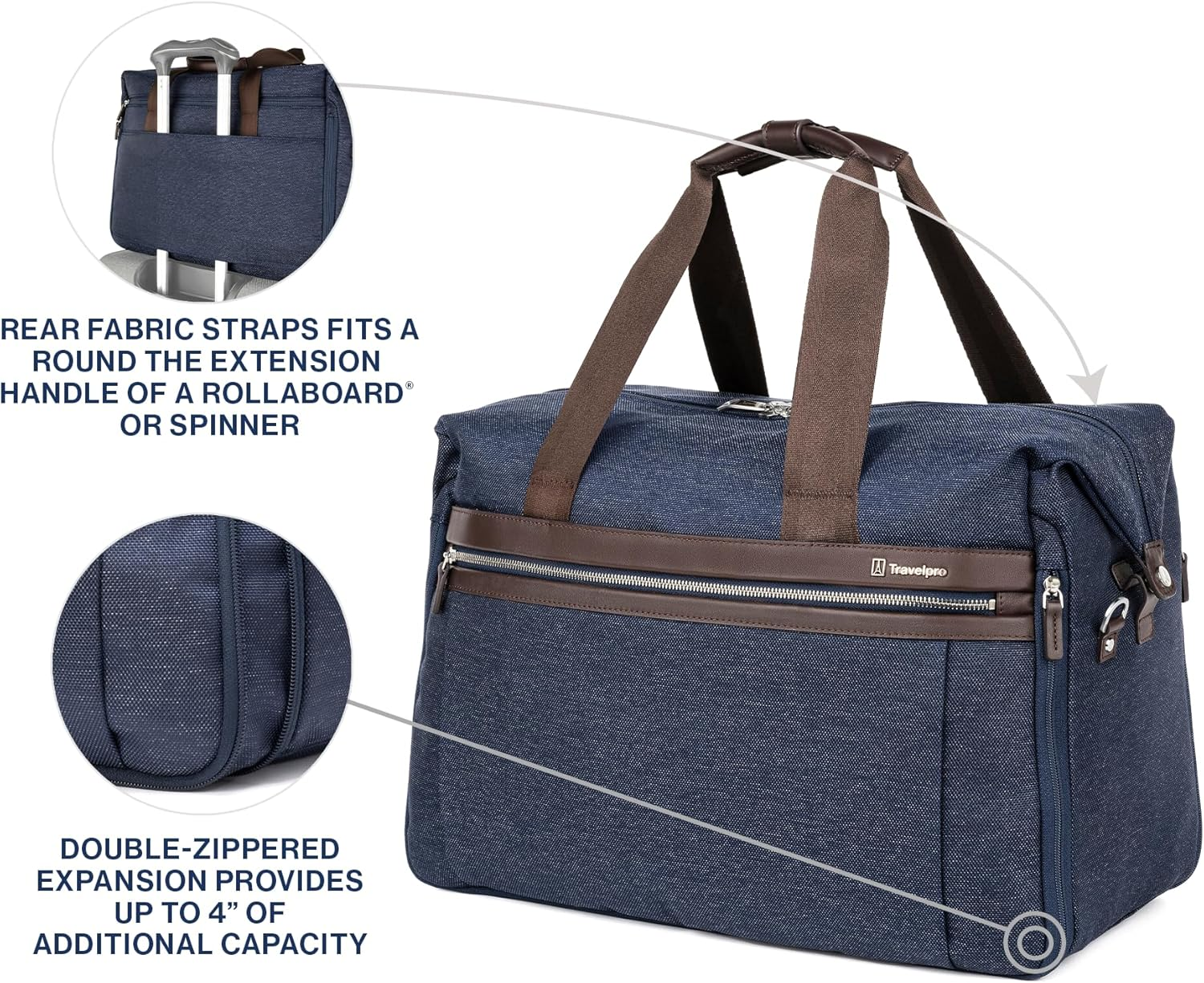 Travelpro Platinum Elite Carry on Soft Travel Duffel Bag - True Navy Blue image number 6