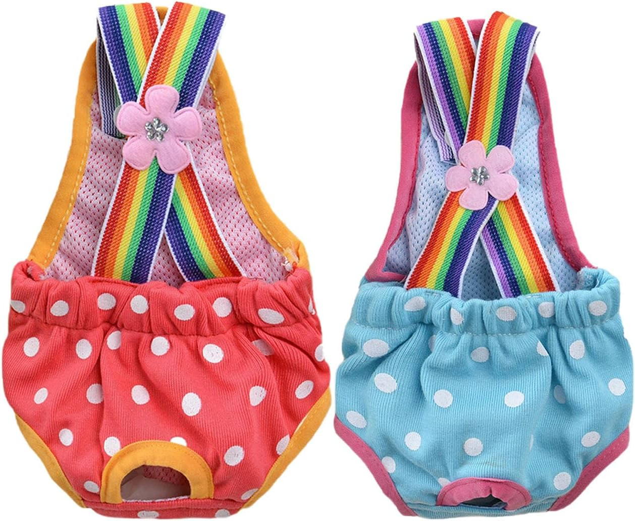 IUOUTG 2 Pieces Dog Diapers Female Cute Pet Physiological Pants with Suspender Cotton Breathable Small Dog Menstrual Briefs for Small Medium Pet Dogs