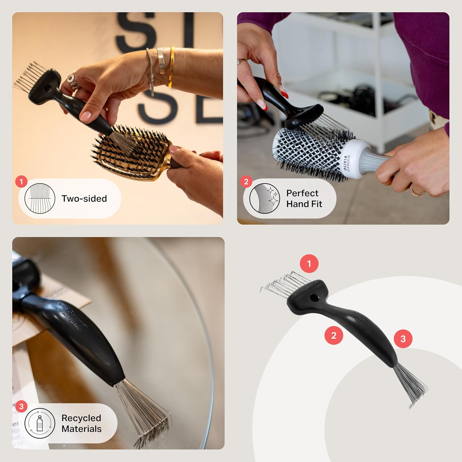 Olivia Garden Brush Cleaner, Black image number 4