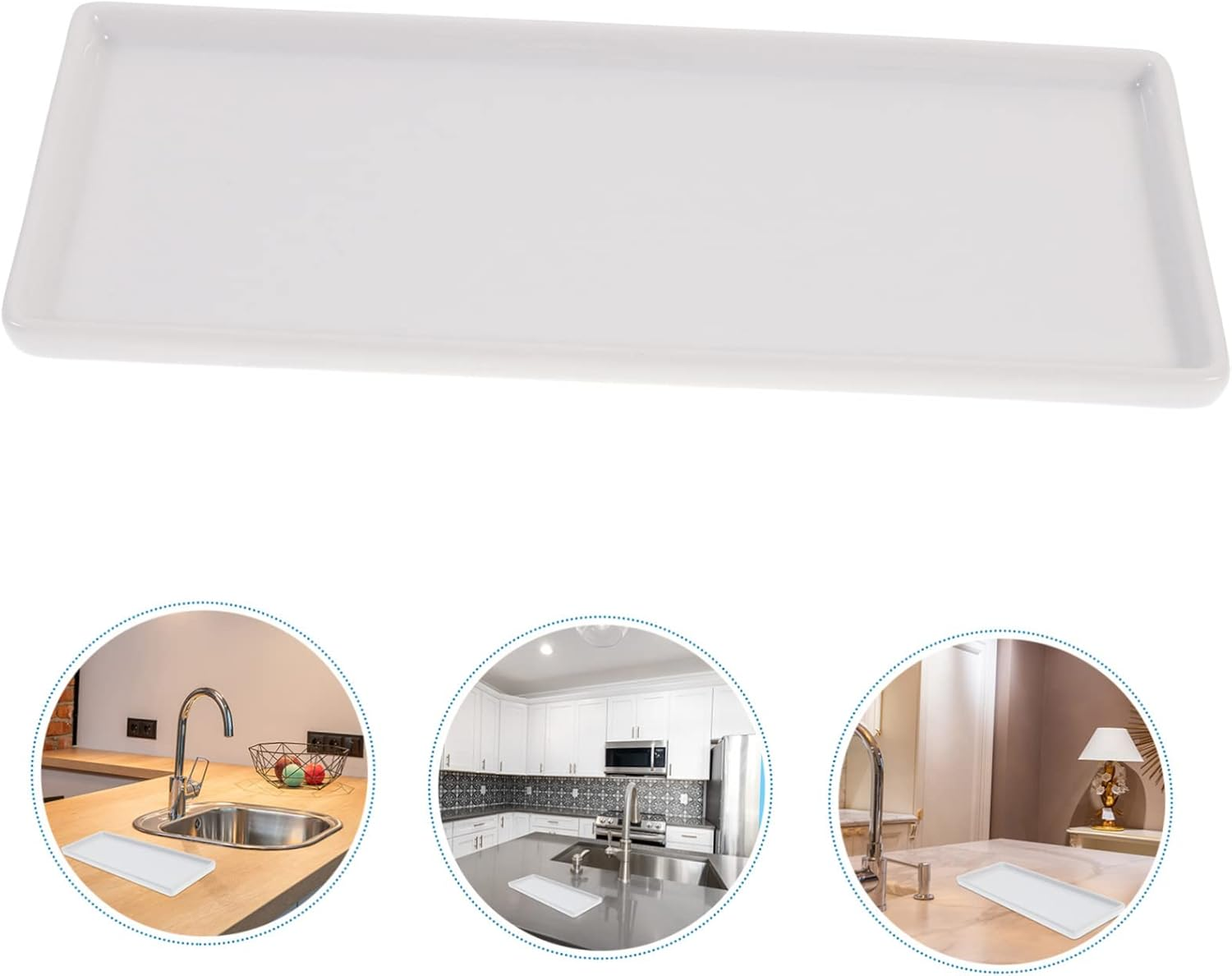 Operitacx Storage Large Rectangular Ceramic Tray Decorative Jewelry Organizer for Bathroom Home Hotel image number 2