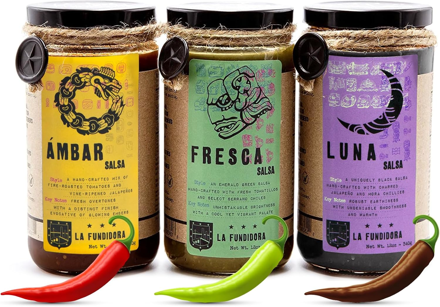 La Fundidora Traditional Mexican Salsas, Authentic Recipe, Smooth Style Sauce, Small Batch, All Natural, No Preservatives (Trio Fuego) (Ambar, Fresca, Luna) image number 4