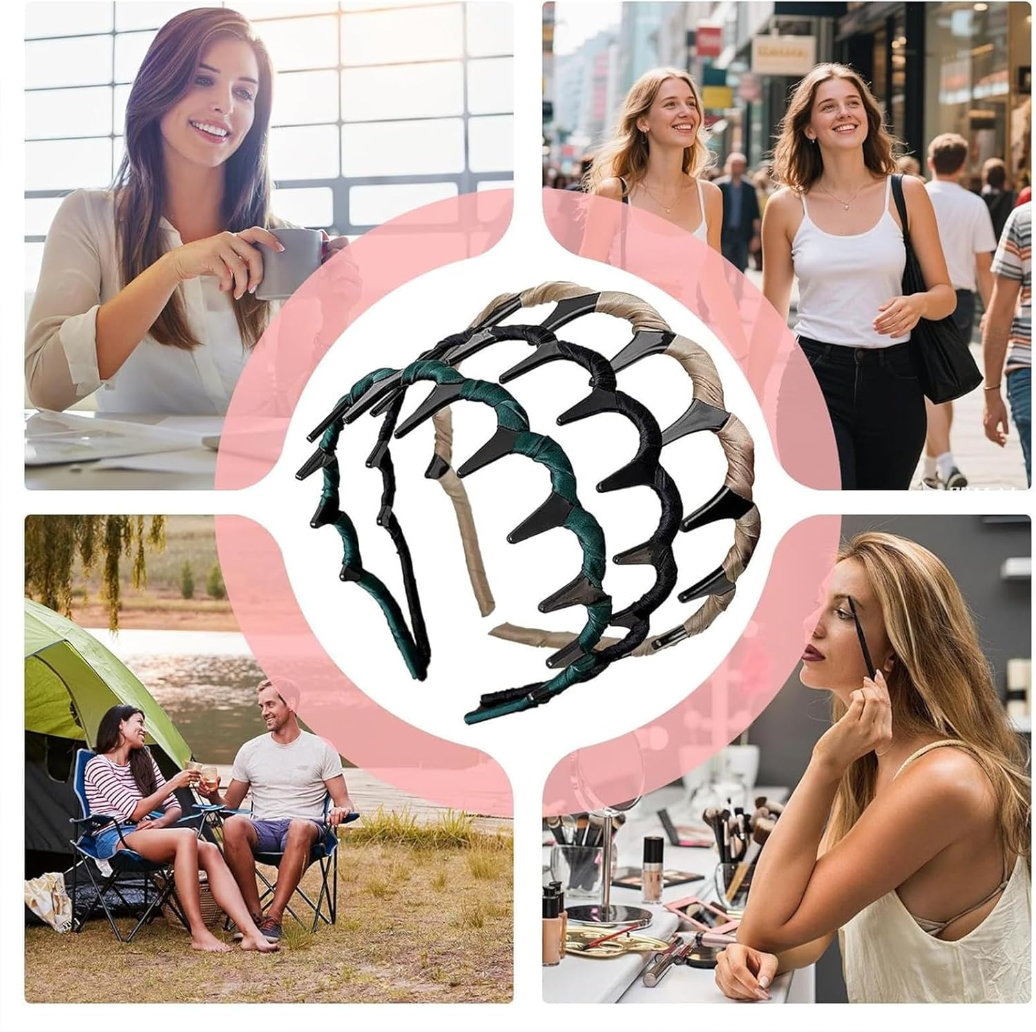 Yeanifeana 3 Pack Vintage High Cranium Hairband, anti Slip Headband with Teeth for Instant 1 Second High Cranial Top Effect, Women Girls Hair Accessories for Volume & Style image number 5