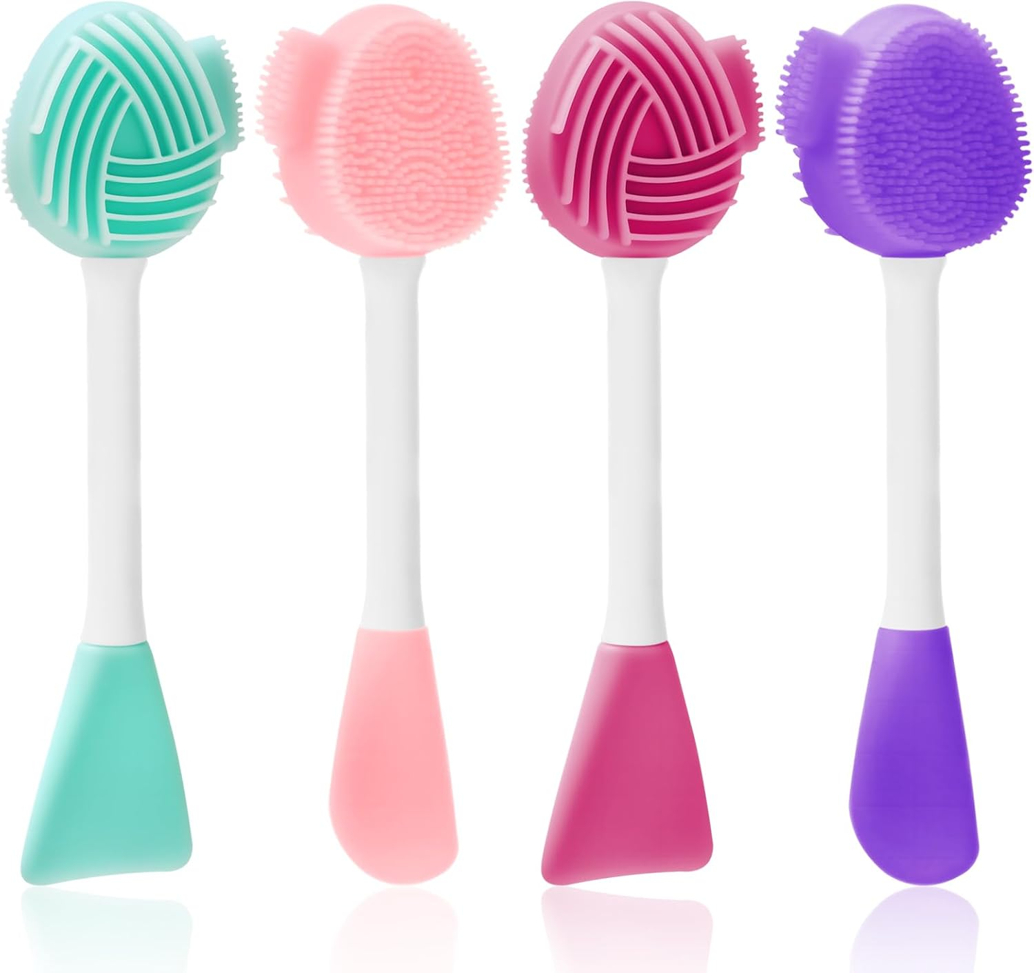 NILLOS Silicone Face Scrubber Brush, 4 PCS Pore Brush for Face for Pore Cleansing, Gentle Exfoliating, Removing Blackhead(Red, Green, Pink, Purple) image number 1