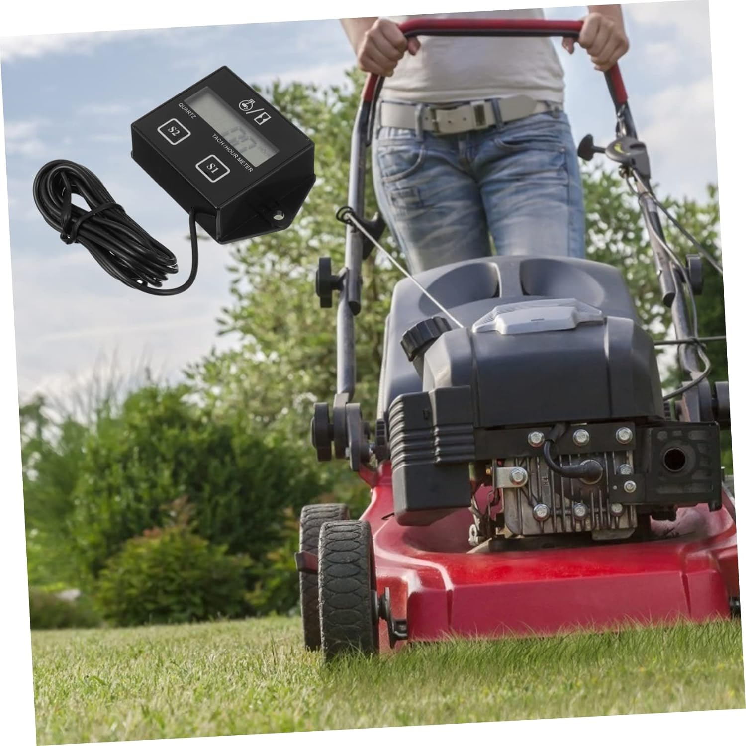 GRIRIW Digital Hour Meter Tachometer for Motorbike Inductive Engine Timer Waterproof Motorcycle Accessory Suitable for Atv and Boat image number 6