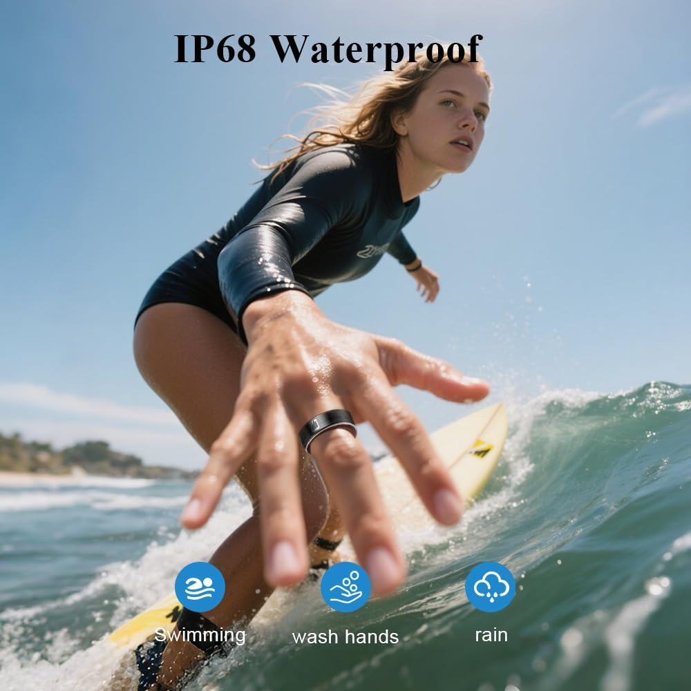 Ceramic Smart Ring | Sleep Exercise Monitor | Health Management | 5-7 Days of Battery Life | Magnetic Charging Case | 8 Sports Modes | 5ATM Waterproof | Android 5.1 & Ios 8.0 | Men & Women (10) image number 4