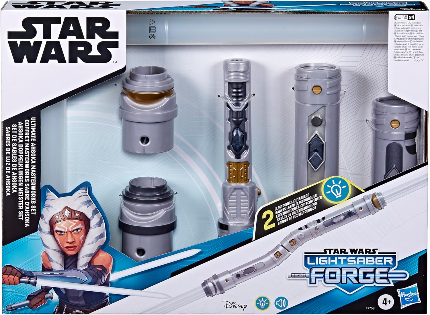 Star Wars Lightsaber Forge Ultimate Ahsoka Masterworks Set, Double-Bladed White Customizable Electronic Lightsaber, Star Wars Toys for Kids image number 1