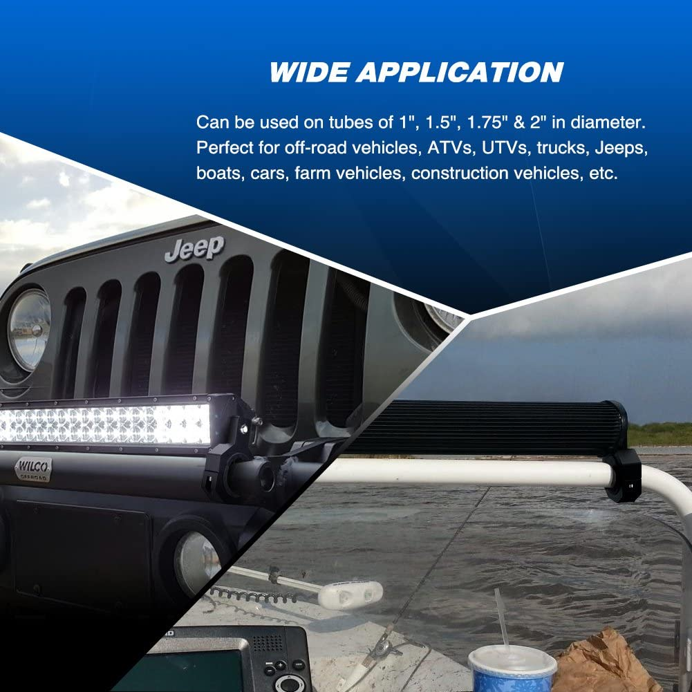 Nilight 90023B 2-Pack (Standard) Mounting Bracket Kit LED Off-Road Light Vertical Bar Tube Clamp Roof Roll Cage Holder,Black