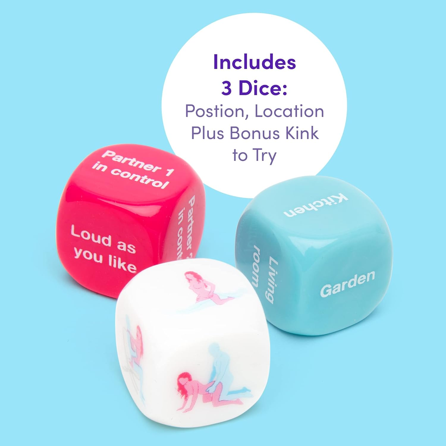 Lovehoney Position of the Week Dice Game for Adults - Plastic - Lightweight & Compact - over 200 Sexual Outcomes image number 3