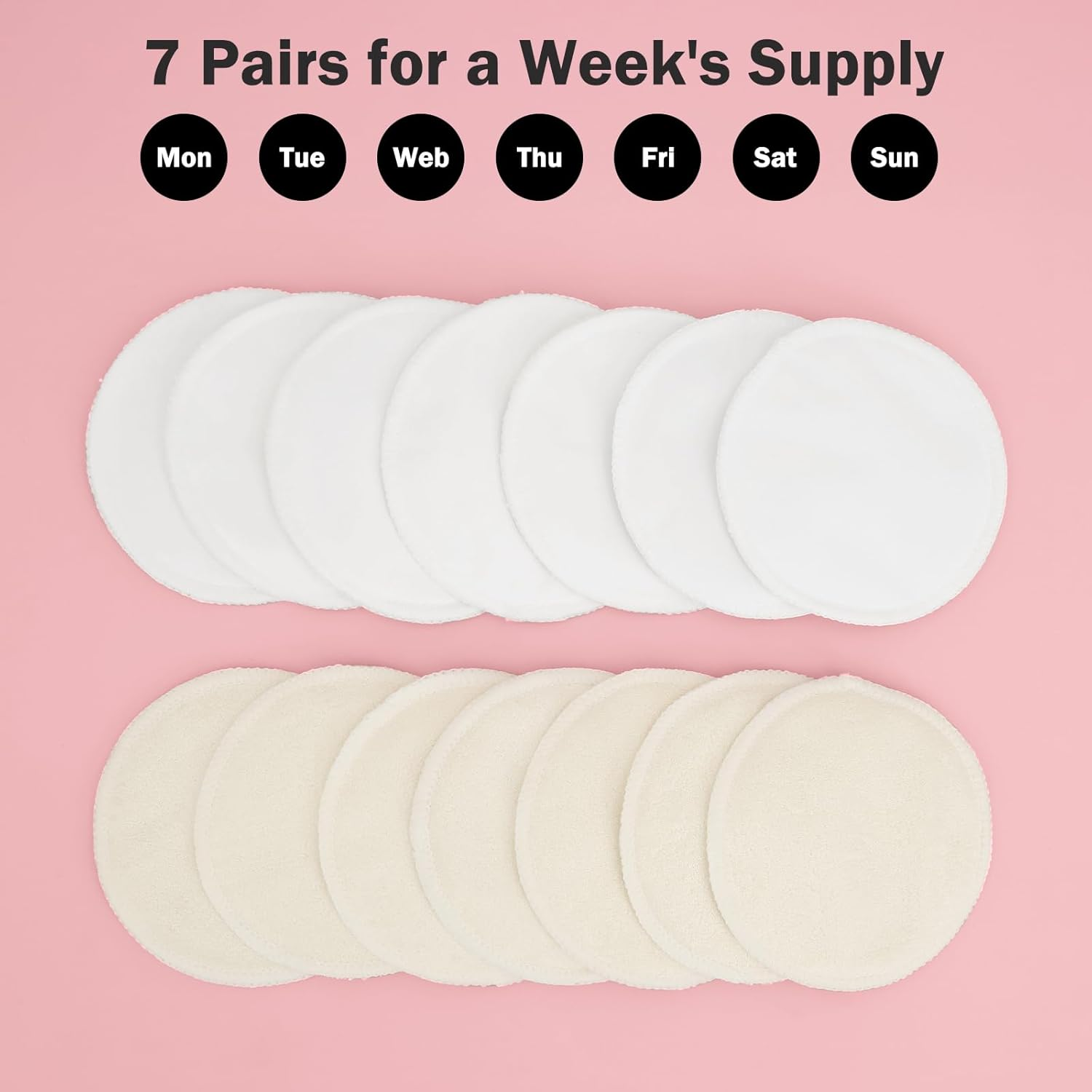 ALVABABY Nursing Pads 4 Layer Bamboo Breast Pads Soft Absorbent Maternity Reusable Pads round Breastfeeding for Mothers Flat Bottom 4.72 Inch 14 Packs Washable Breastfeeding Pads Sets 14RDB03-AU image number 5