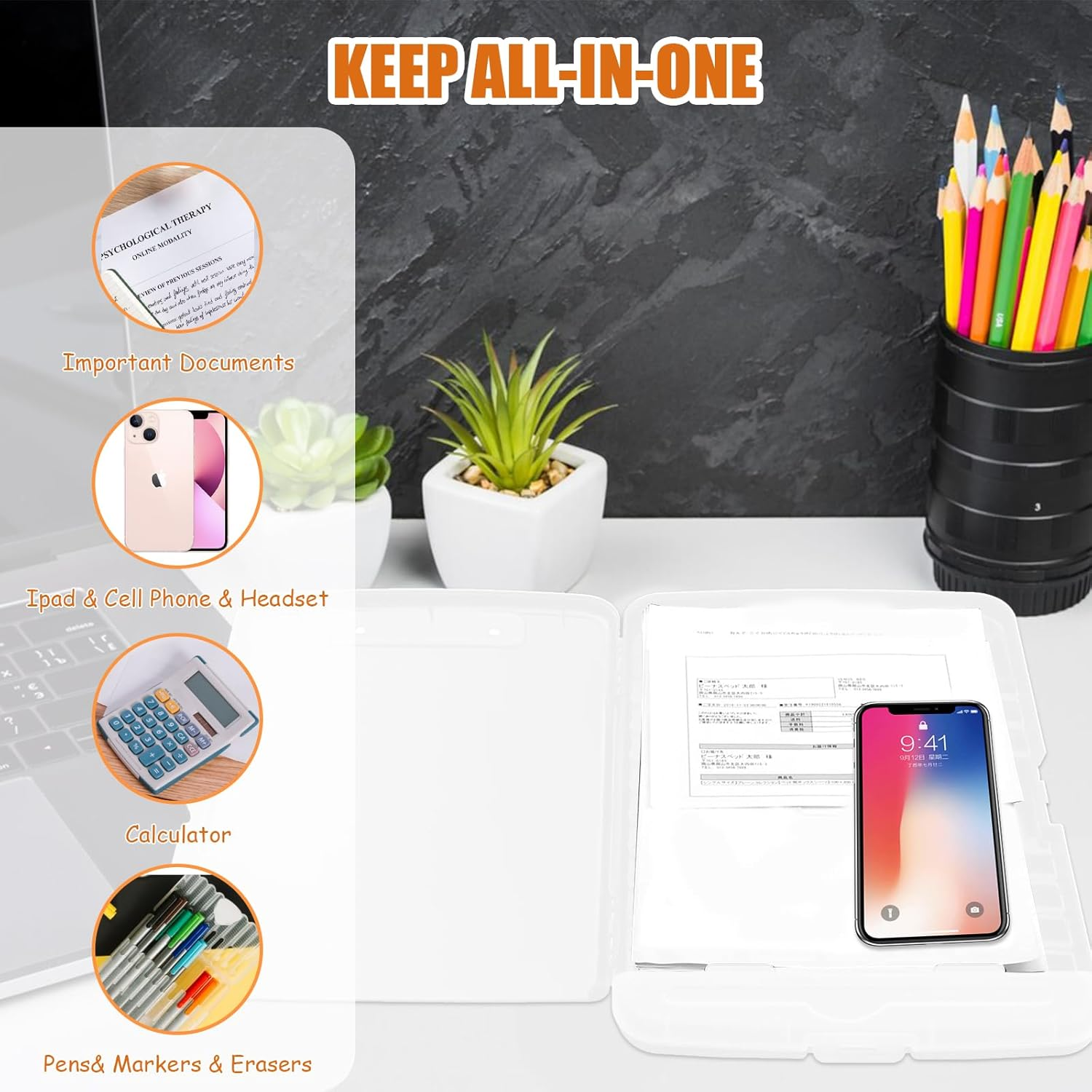 SAYEEC Clipboard with Storage, High Capacity Nursing Clipboard with Pen Holder and Low Profile Clip, Heavy Duty Side Opening Plastic Storage Clipboard Folder Case for Teacher Lawer Work Office (Clear) image number 1