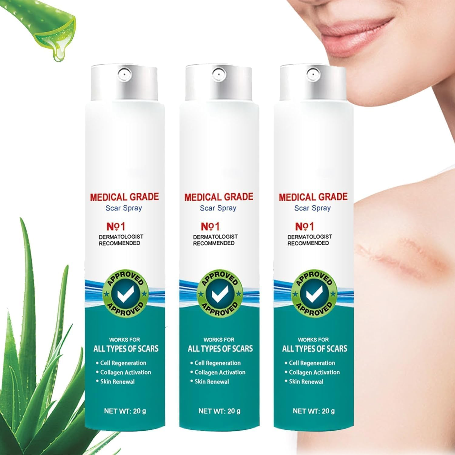 Healing Scar Care Spray, Advanced Formula for All Types of Scars, Acne Scar Treatment, Medical Grade Scar Spray, Facial Acne Scar Treatment image number 1