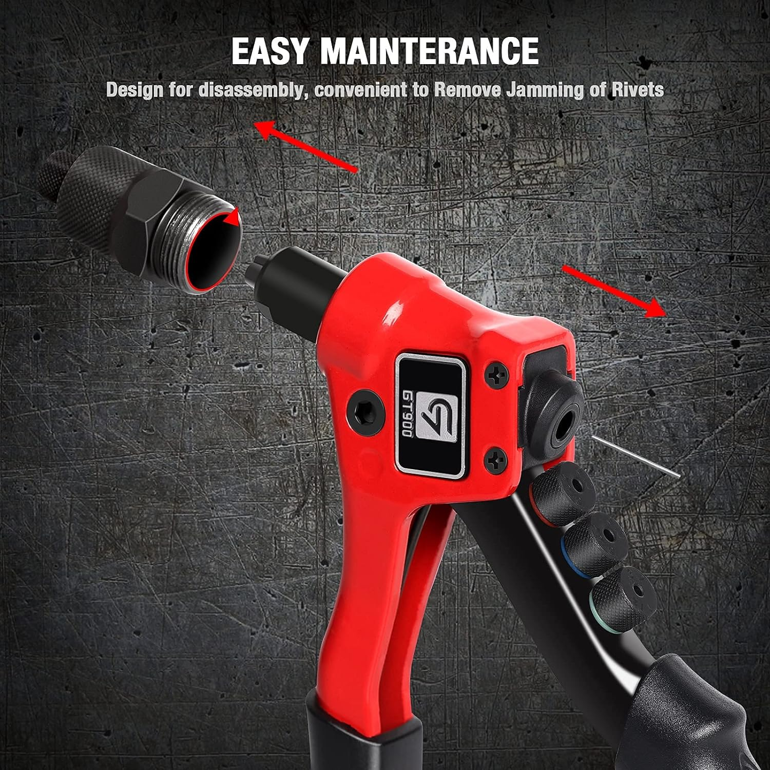 Rivet Gun, GIANTISAN Pop Rivet Tool Kit with 200 Rivets and 4 Drill Bits, Manual Hand Riveter Kit with Rugged Carrying Case image number 4