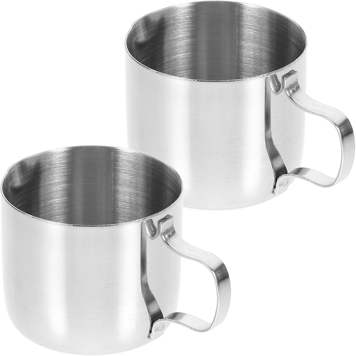 LOEFLIFA 2Pcs Stainless Steel Milk Frothing Pitchers 30Ml Latte Jug Coffee Creamer Cups for Espresso Machine Accessories Home Kitchen image number 1