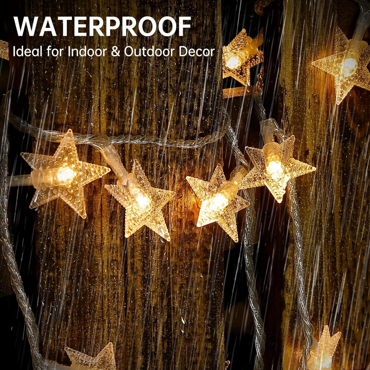 Star Lights 10M 100Led, Star String Lights USB Powered 8 Modes&Timer Star Fairy Lights Waterproof Led Star Lights Twinkle Christmas Lights Bedroom Porch Christmas Light Indoor Outdoor Warm White image number 6