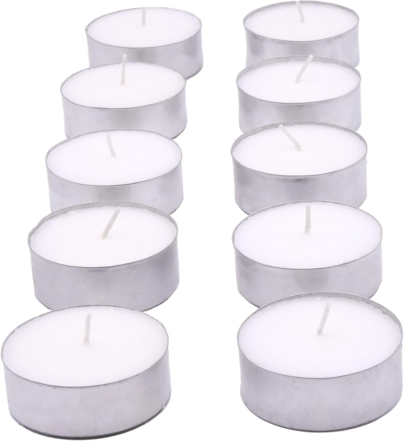 Glo-Wax Giant Tea Lights 10 Pack Maxi Candles Unscented Extra Large Long Burn Lasting Up-To 10 Hour Burning per Candle Indoor and Outdoor Tealights Quality White Wax image number 1