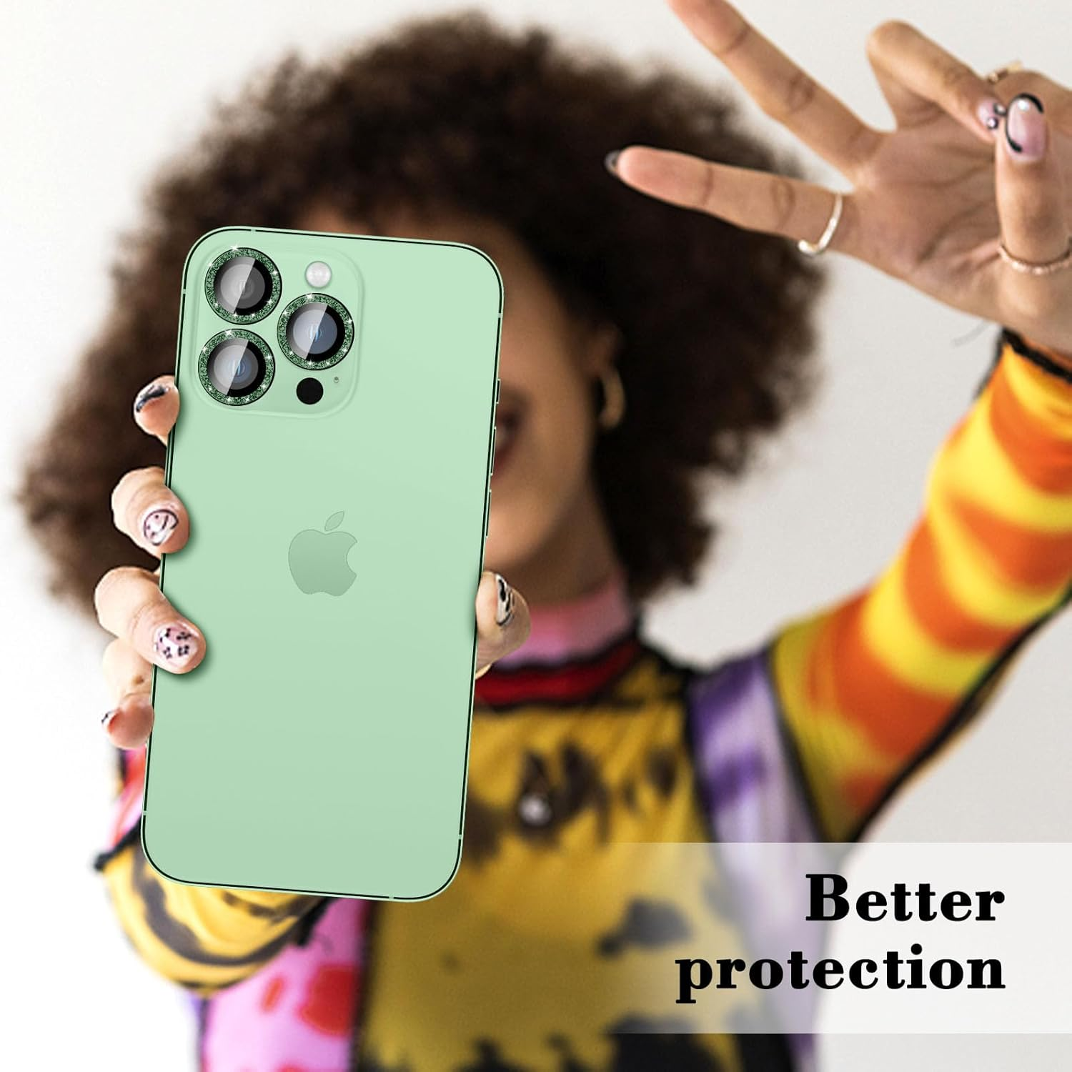 Kucheed Bling Camera Lens Protector for Iphone 14 Pro/Iphone 14 Pro Max, Glitter 9H Tempered Glass Camera Cover Film Stickers, Automatic Alignment Individual Metal Rings Phone Accessories image number 1