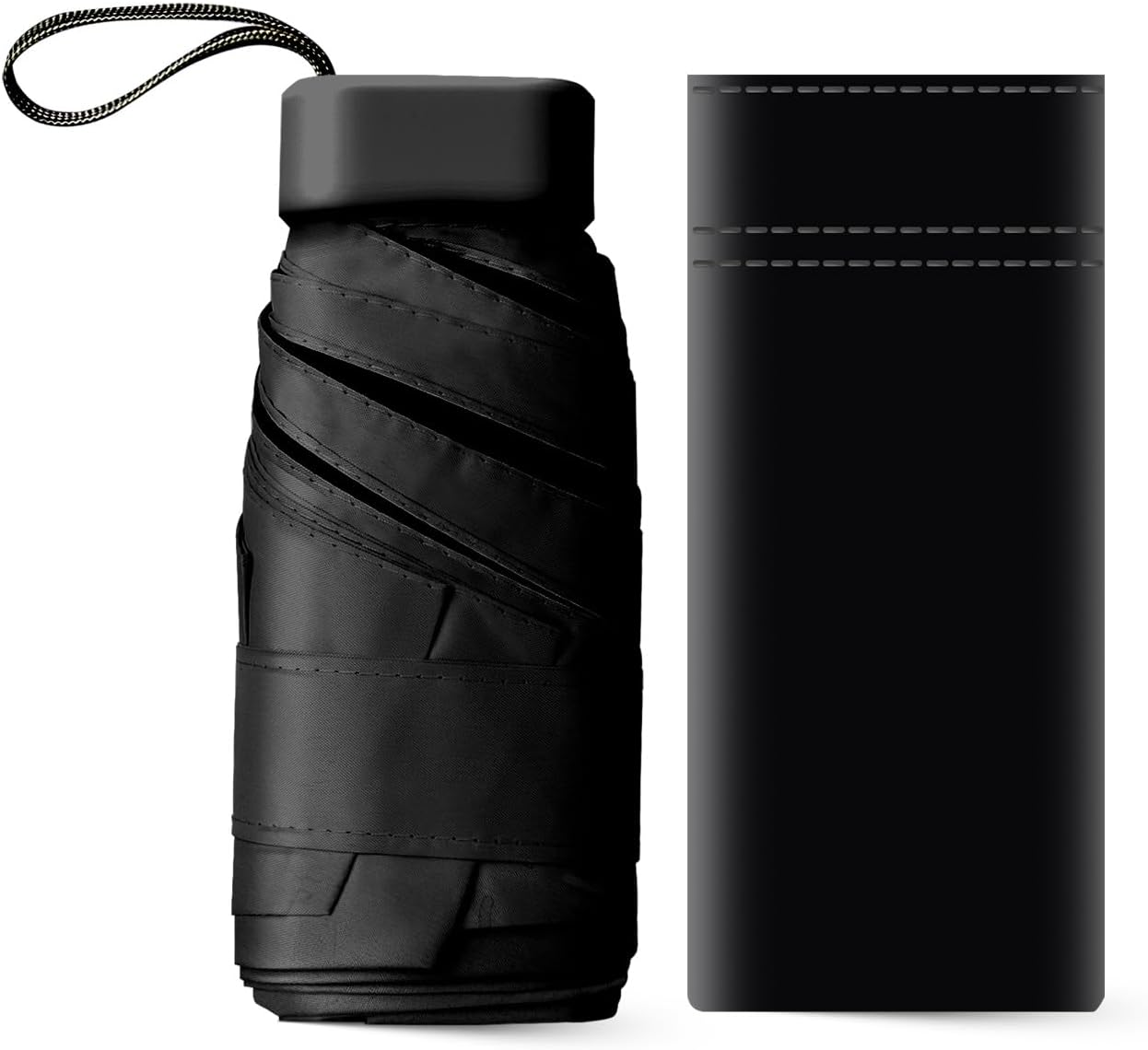 Compact Mini Umbrella for Purse - Lightweight, Pocket-Sized Travel Umbrella with Black UV Coating for Sun Protection, Purple image number 2