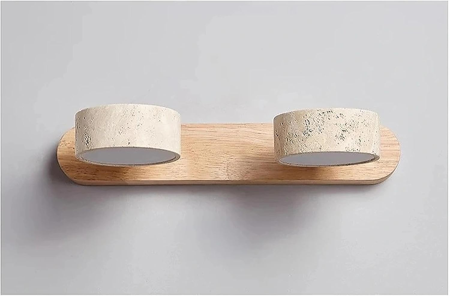 Natural Wood Vanity Light &ndash; 3-Light Travertine Wall Sconce with 180&deg; Rotatable LED, Modern Stone Lamp Fixture for Bathroom Mirror, Nordic Farmhouse Style(Wood Color,3 Heads)