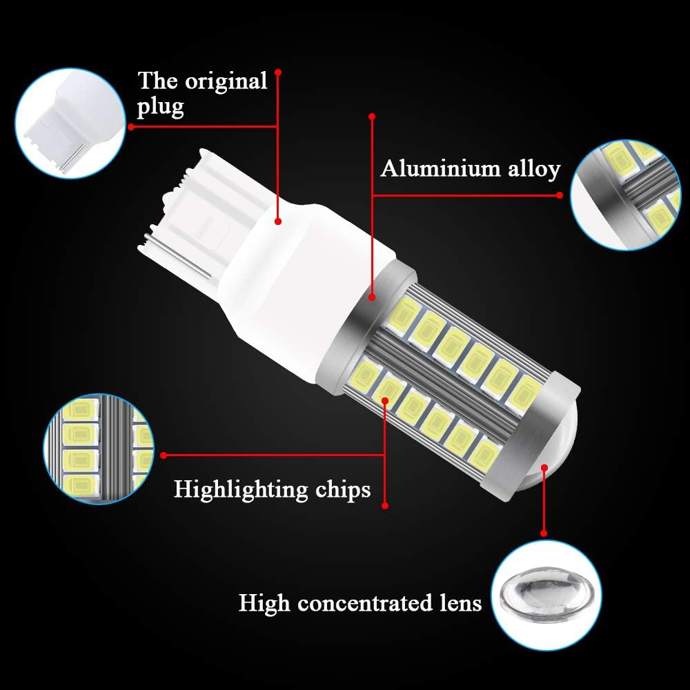 4Pcs White T20 7440 7440NA 7441 992 5630 33SMD LED Bulbs Canbus 900LM Super Bright Reversing Light Parking Light Brake Rear Fog Lamps Position Tail Light 12-30V 3.6W