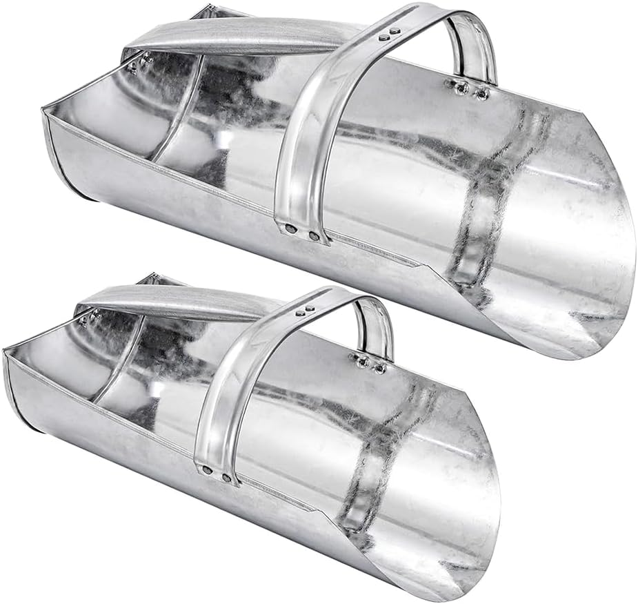 Two-Pack Metal Feed Shovel with Closed Handle for Comfortable Grip, Stainless Steel Livestock Feed Shovel Tool, Large Garden, Food, Farm Livestock, Homestead Farming Use image number 3