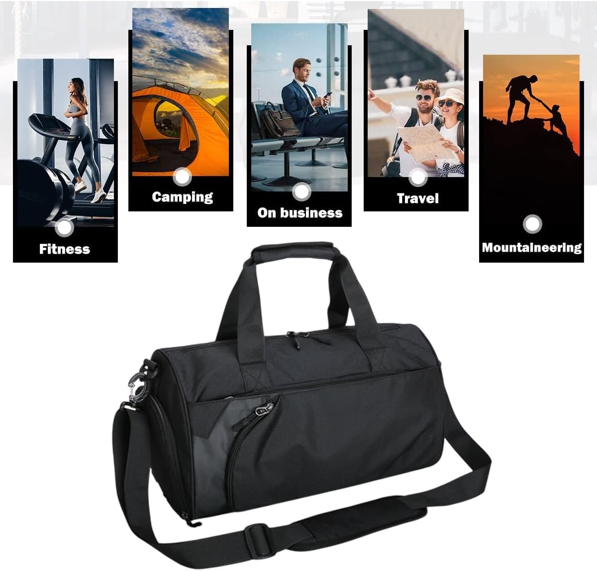 AIMALL Men'S Sports Duffel Bag 16.9In Travel Gym Bag with Wet Dry Separation, Shoe Compartment, Adjustable Shoulder Strap, Multi-Pocket Nylon Fitness Bag