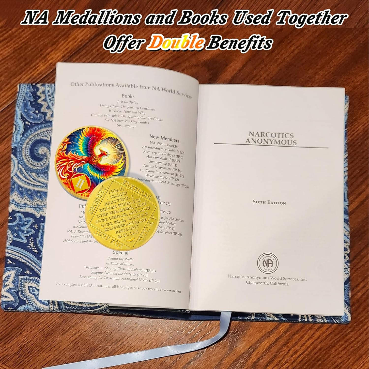 Sunlight Phoenix 2 Year Na Medallions - Reborn from Fire Sobriety Coin - Recovery Addiction NA AA Chips and Medallions - Celebrate Living Clean Affirmation Narcotics Anonymous Gifts for Men Women image number 5