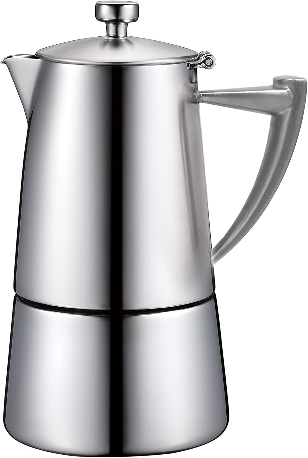 CUISINOX Roma Satin Stainless Steel Moka Pot Stovetop Espresso Maker, 6-Cup