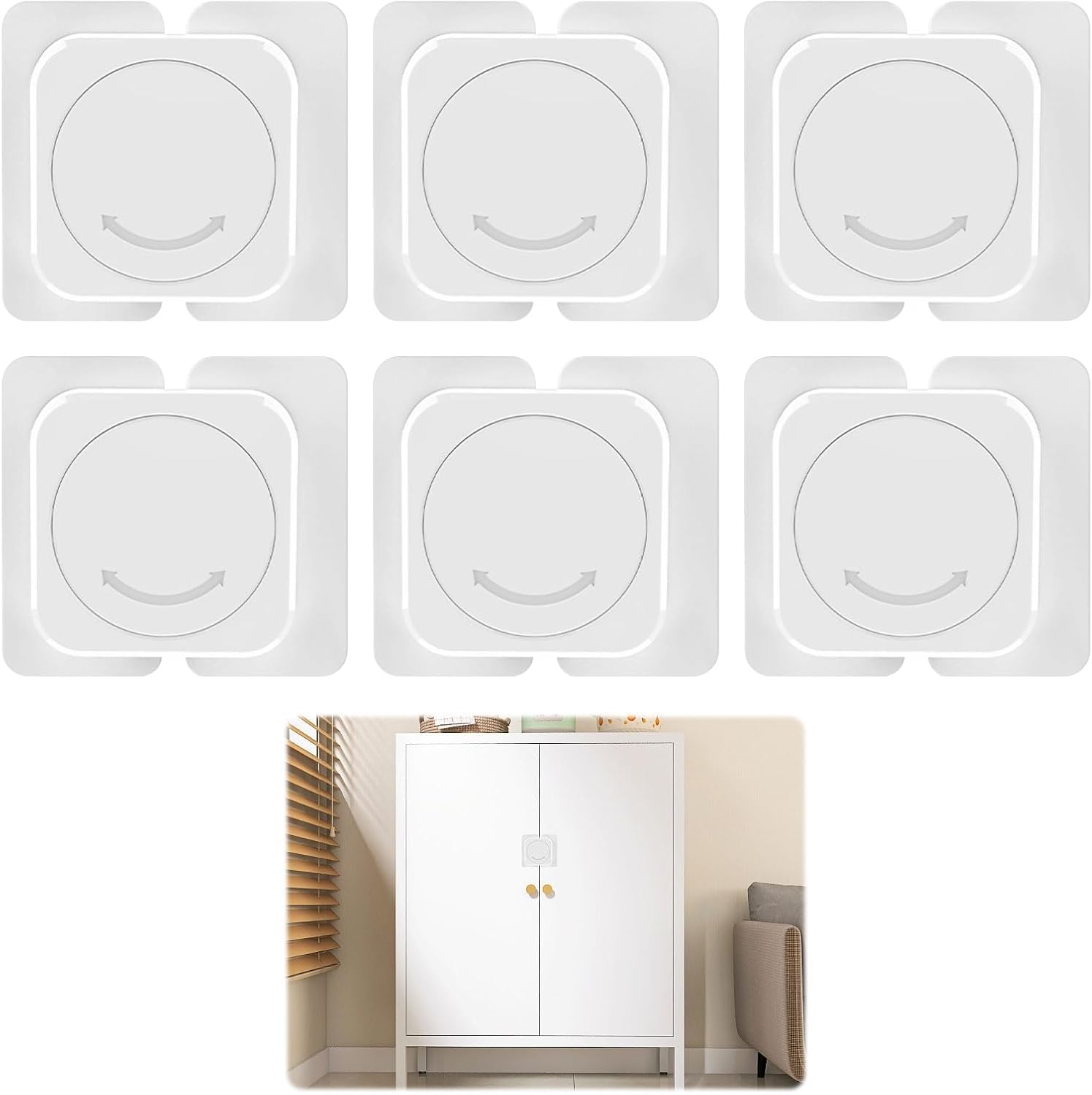 Baby Proof Cupboard Locks, 6Pcs Child Safety Locks, Child Lock, Kitchen Cupboards Closet Drawers Refrigerator Door Safety Strap Locks with Strong and Removable Adhesive No Tools and Drilling Required image number 3
