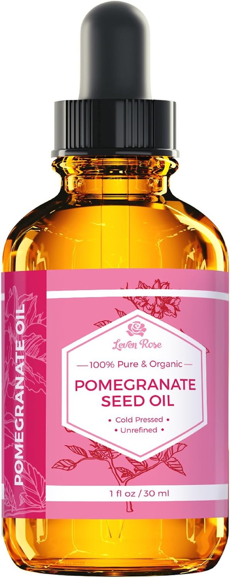 Leven Rose Pomegranate Seed Oil, 100% Pure Unrefined Cold Pressed Antioxidant Moisturizer for Hair Skin and Nails 1 Oz image number 1