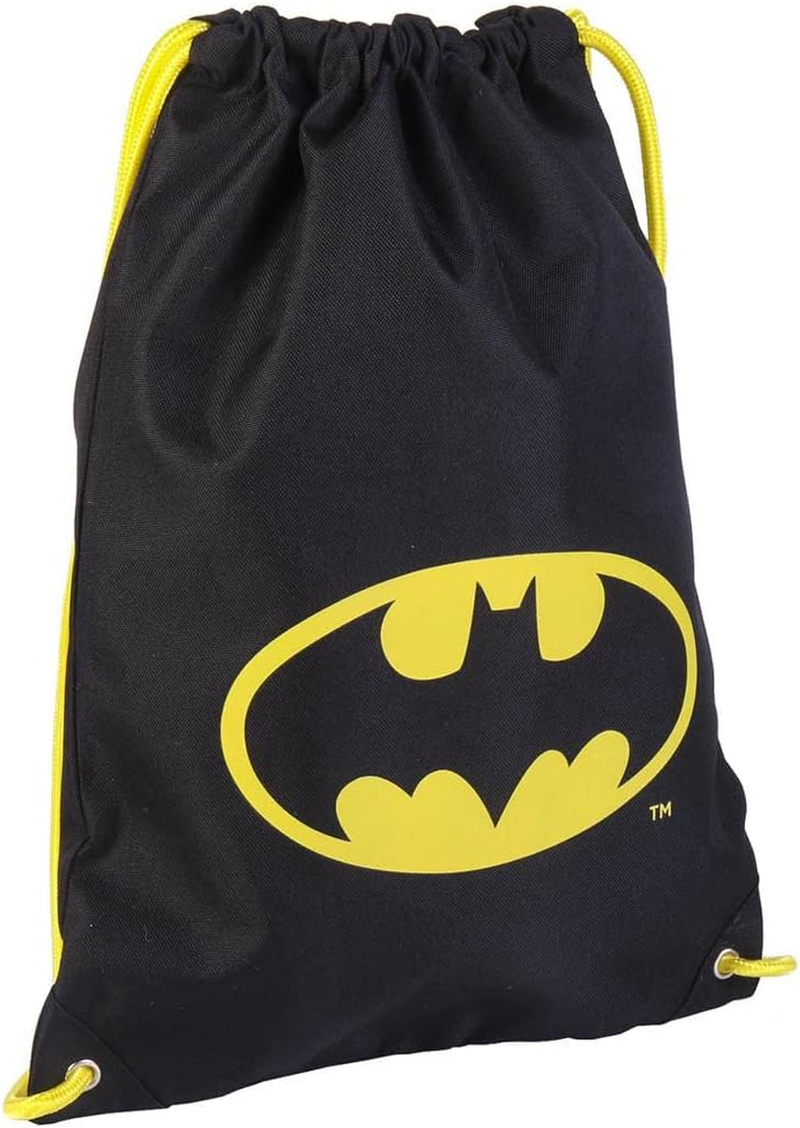 CERD&Aacute; LIFE'S LITTLE MOMENTS Batman String Backpack Bag - Official DC License, Unisex Kids Sack, Black, Small, Black/White image number 1