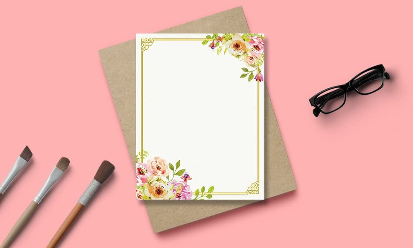 Stationery Writing Paper - Perfect Invitations for Bridal Showers, Birthdays, Weddings, Engagement Party, VIP and All Occasions - 100 Floral Letter Notes for DIY Invitation Kit - Pink and Peach Roses image number 6