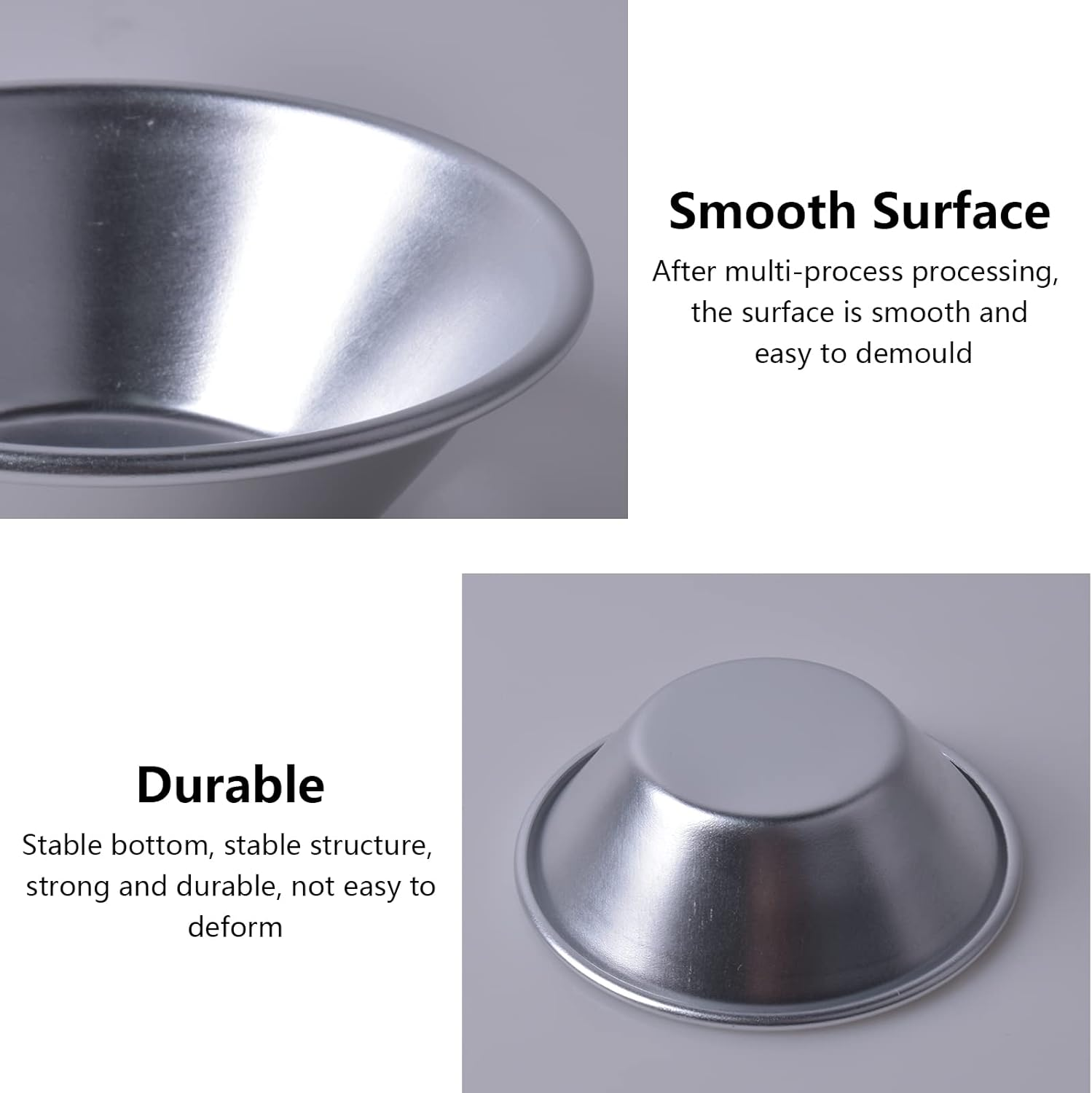 10 Pieces Aluminum Egg Tart Molds, Individual round Pie Tins, Thicker Cake Cup Egg Tart Pudding Mould DIY Tools, Pudding Moulds Cupcake Cups, Non-Stick Coating Quiche Baking Moulds